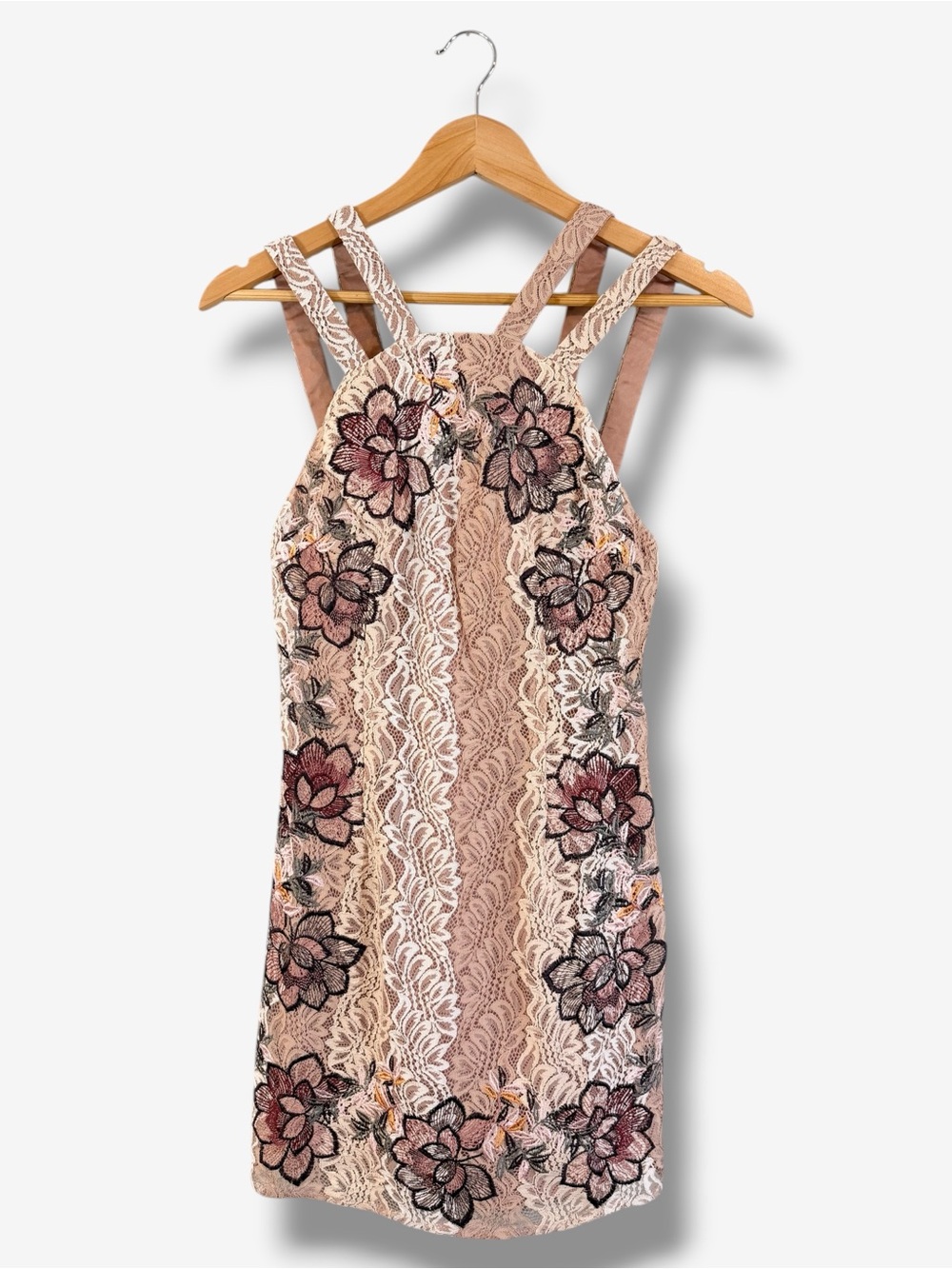 Anthropologie Foxiedox Georgina Dress Size 4 Pink Cream Lace Embroidered Floral